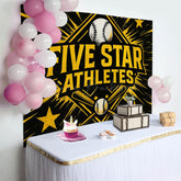 Lofaris Black Star Gold Five Athletes Birthday Backdrop
